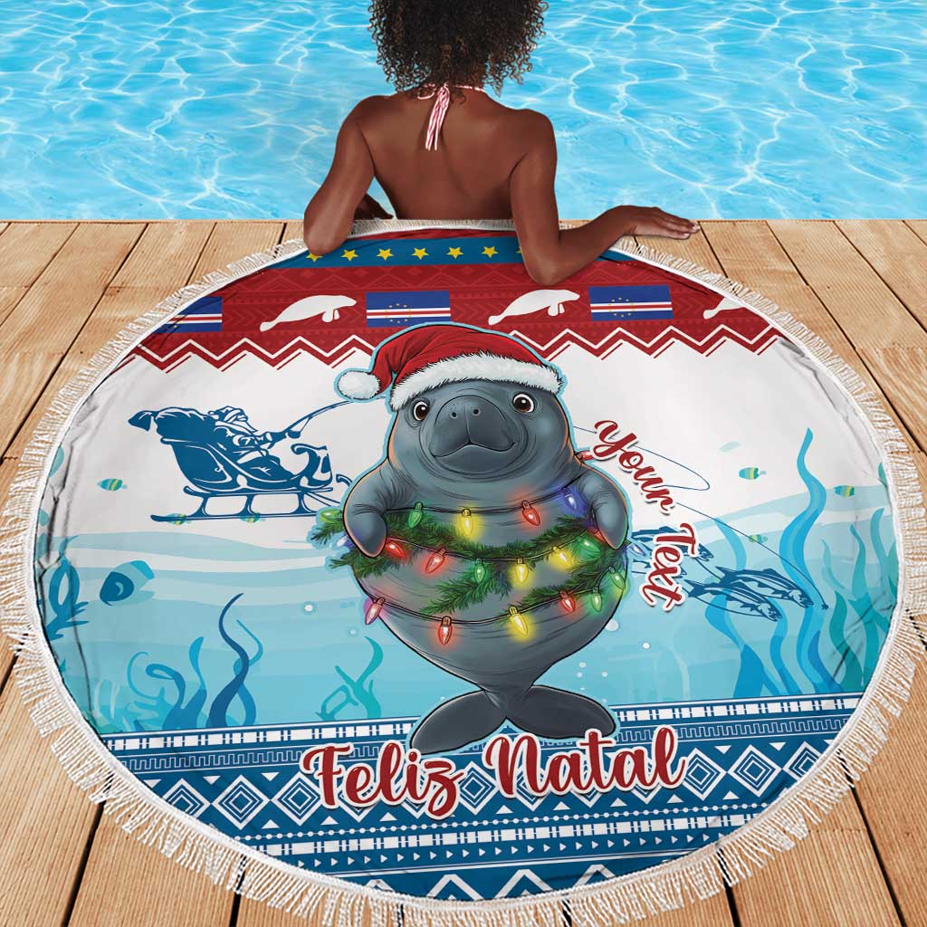 Personalised Cape Verde Christmas Beach Blanket Manatee Feliz Natal