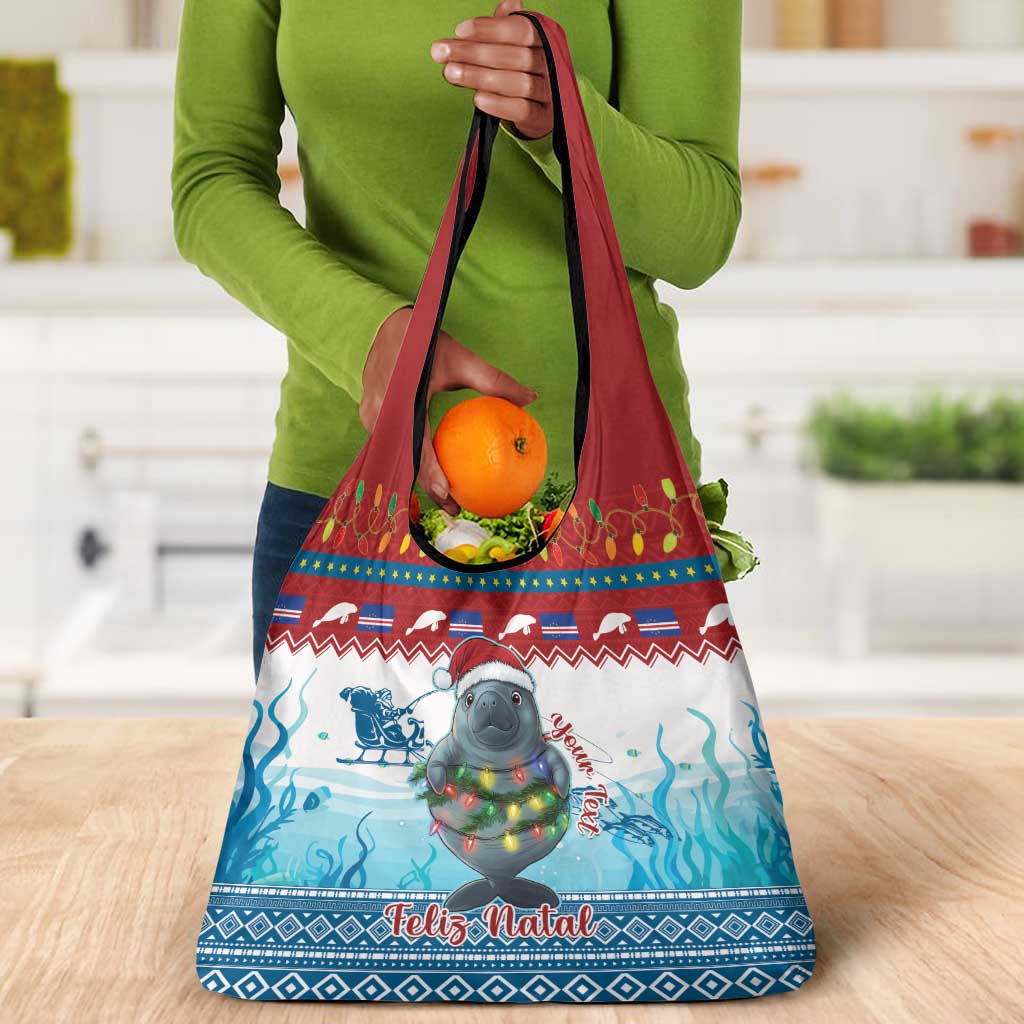 Personalised Cape Verde Christmas Grocery Bag Manatee Feliz Natal