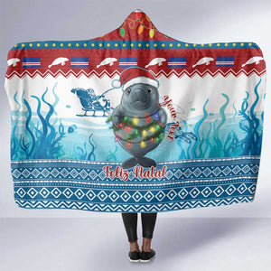Personalised Cape Verde Christmas Hooded Blanket Manatee Feliz Natal