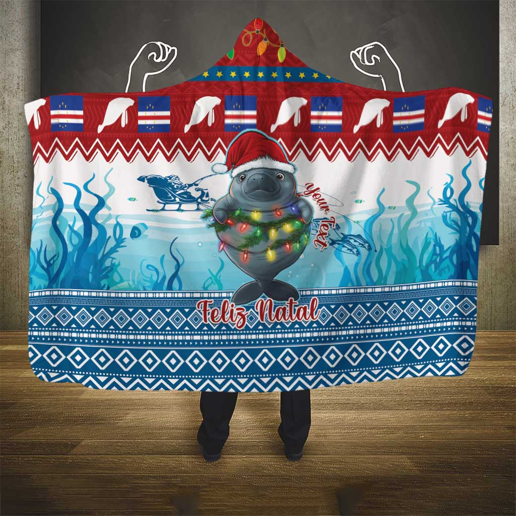 Personalised Cape Verde Christmas Hooded Blanket Manatee Feliz Natal