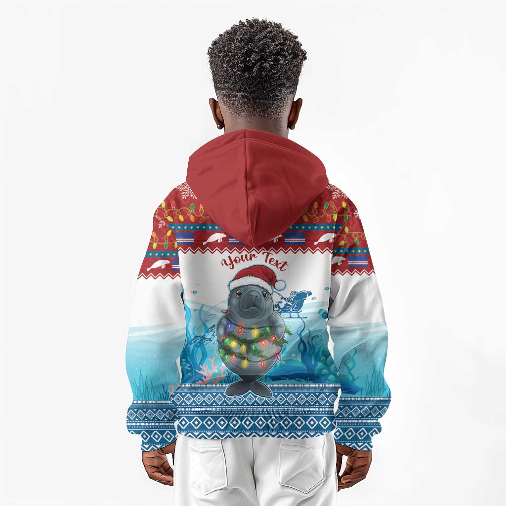 Personalised Cape Verde Christmas Kid Hoodie Manatee Feliz Natal