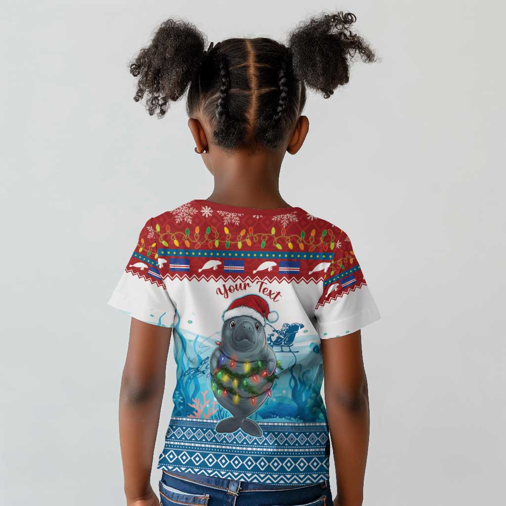Personalised Cape Verde Christmas Kid T shirt Manatee Feliz Natal