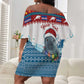 Personalised Cape Verde Christmas Off Shoulder Short Dress Manatee Feliz Natal