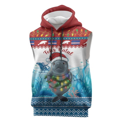 Personalised Cape Verde Christmas Sleeveless Hoodie Manatee Feliz Natal - African Pride