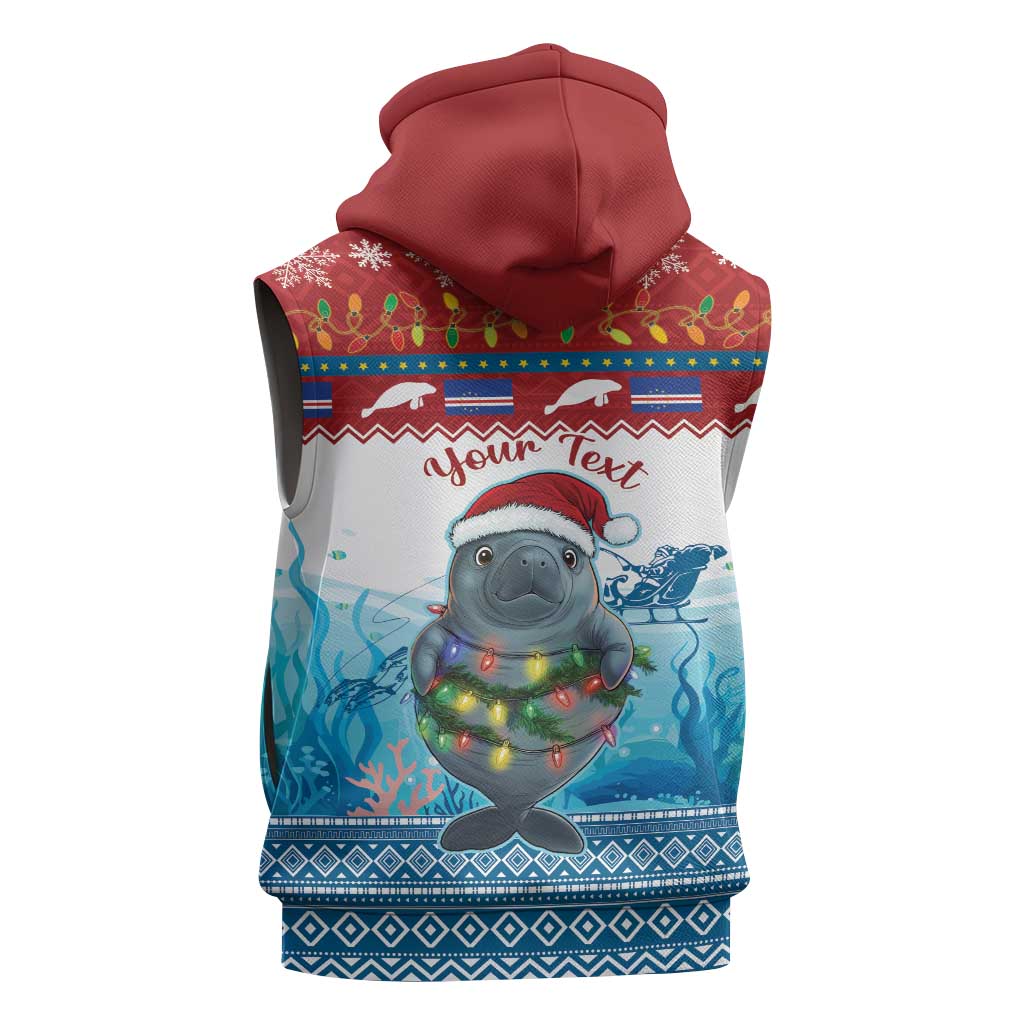 Personalised Cape Verde Christmas Sleeveless Hoodie Manatee Feliz Natal - African Pride