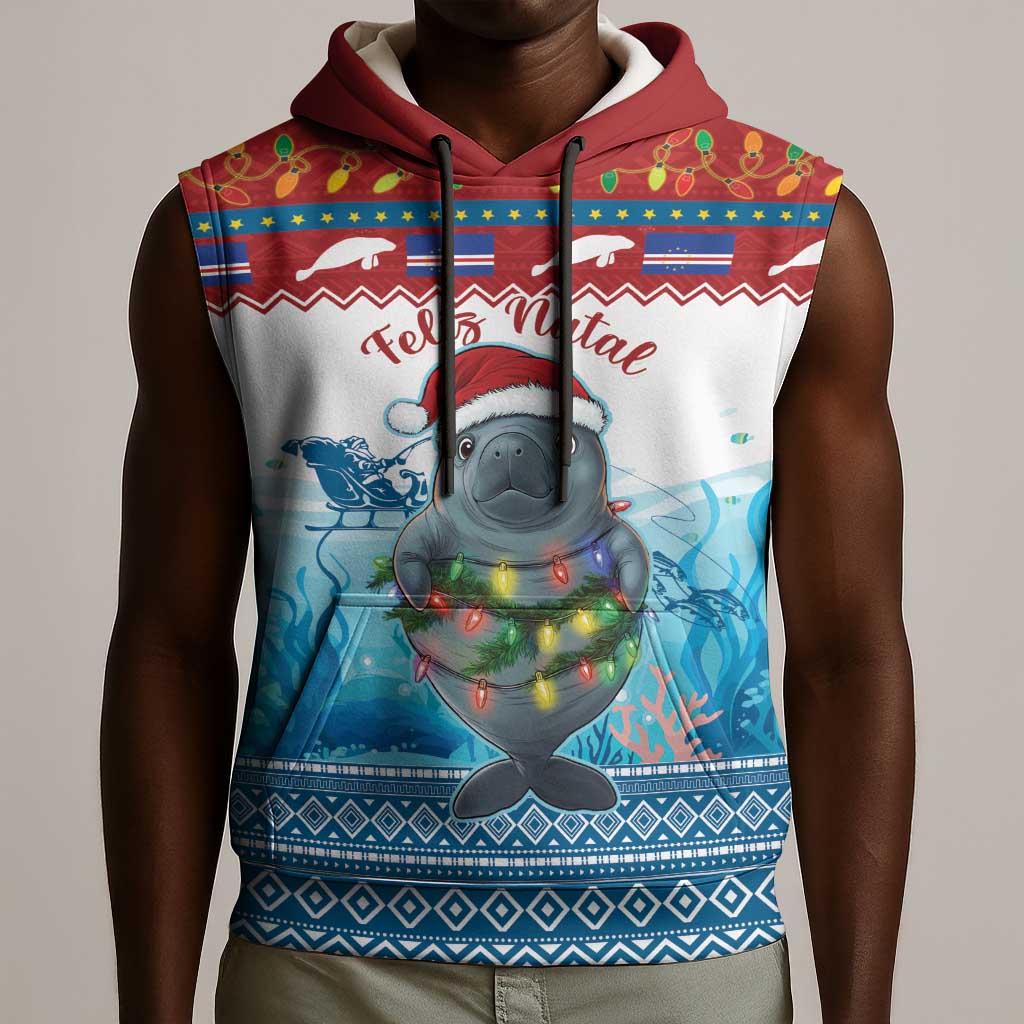 Personalised Cape Verde Christmas Sleeveless Hoodie Manatee Feliz Natal - African Pride
