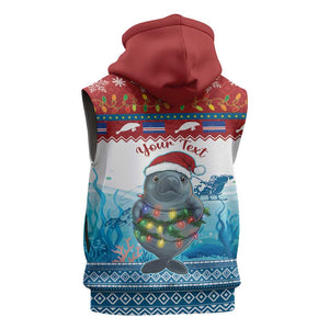 Personalised Cape Verde Christmas Sleeveless Zip Hoodie Manatee Feliz Natal - African Pride