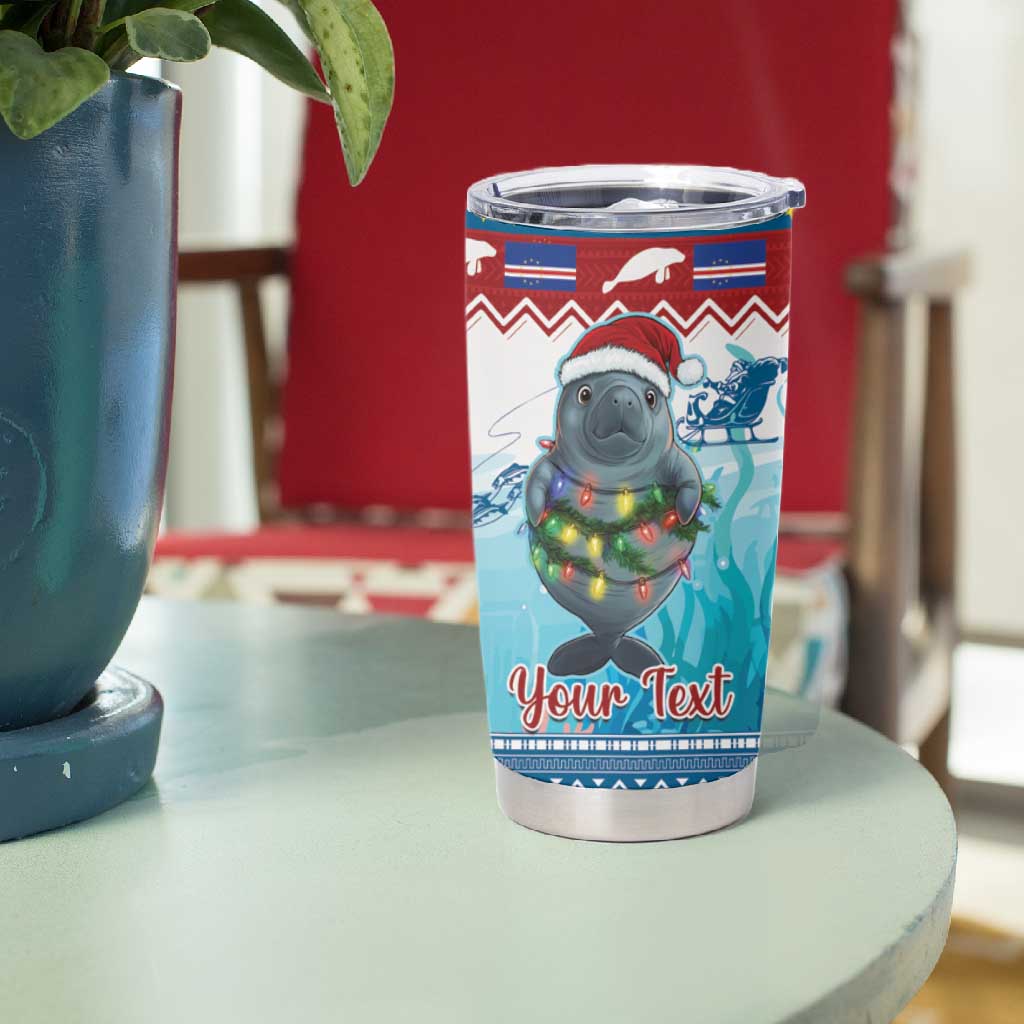 Personalised Cape Verde Christmas Tumbler Cup Manatee Feliz Natal
