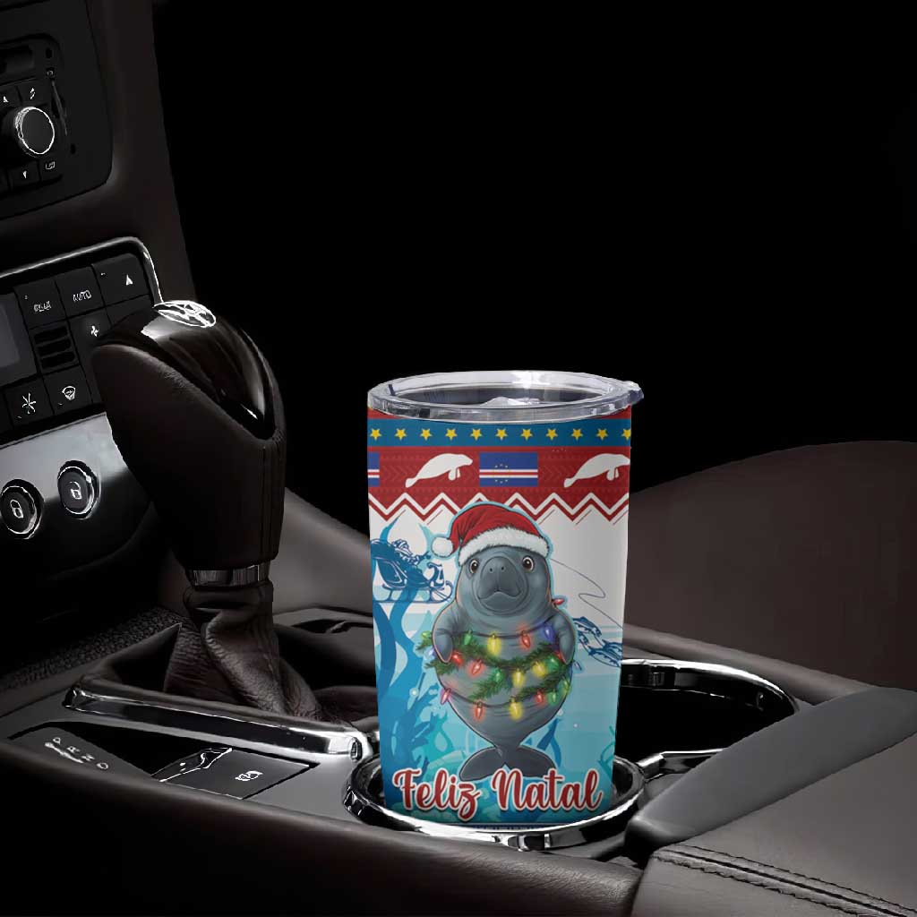 Personalised Cape Verde Christmas Tumbler Cup Manatee Feliz Natal