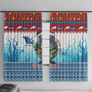 Personalised Cape Verde Christmas Window Curtain Manatee Feliz Natal