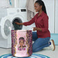 Black Her Story Laundry Basket Faith Pink Leopard - African Pride