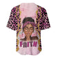 Black Her Story Baseball Jersey Faith Pink Leopard - African Pride