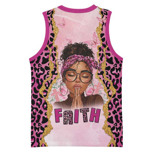 Black Her Story Basketball Jersey Faith Pink Leopard - African Pride