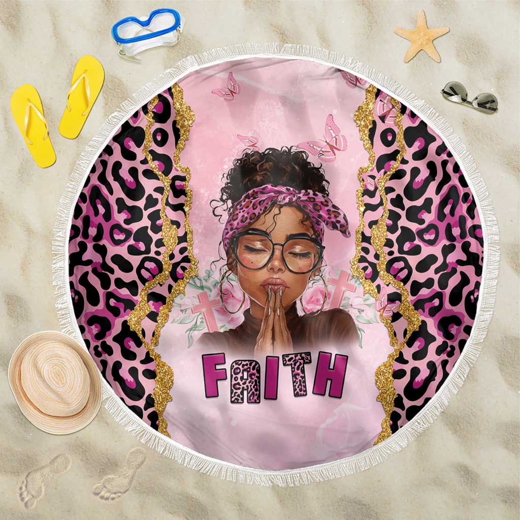 Black Her Story Beach Blanket Faith Pink Leopard - African Pride