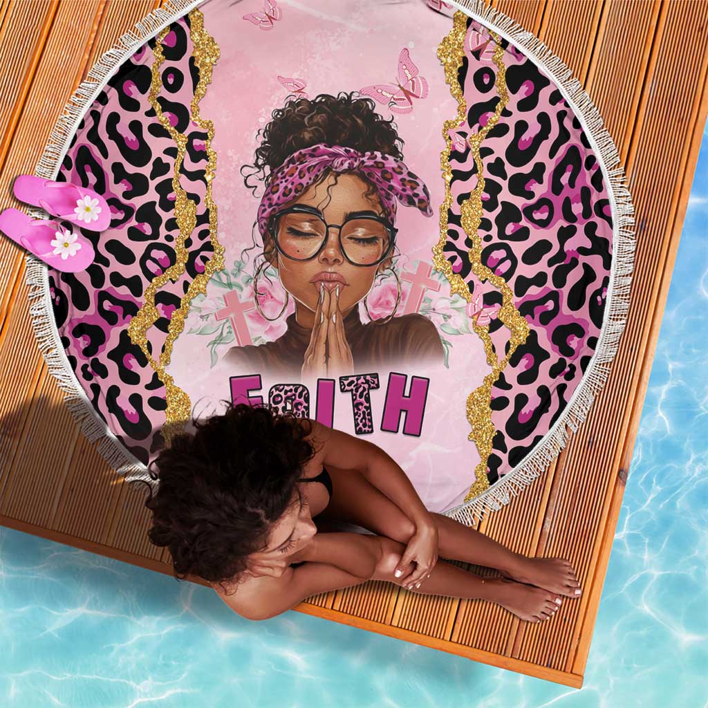 Black Her Story Beach Blanket Faith Pink Leopard - African Pride