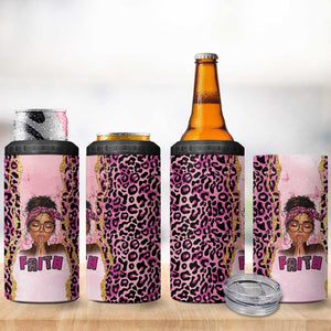 Black Her Story 4 in 1 Can Cooler Tumbler Faith Pink Leopard - African Pride