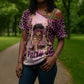 Black Her Story Cross Shoulder Shirt Faith Pink Leopard - African Pride