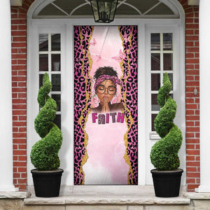 Black Her Story Door Cover Faith Pink Leopard - African Pride