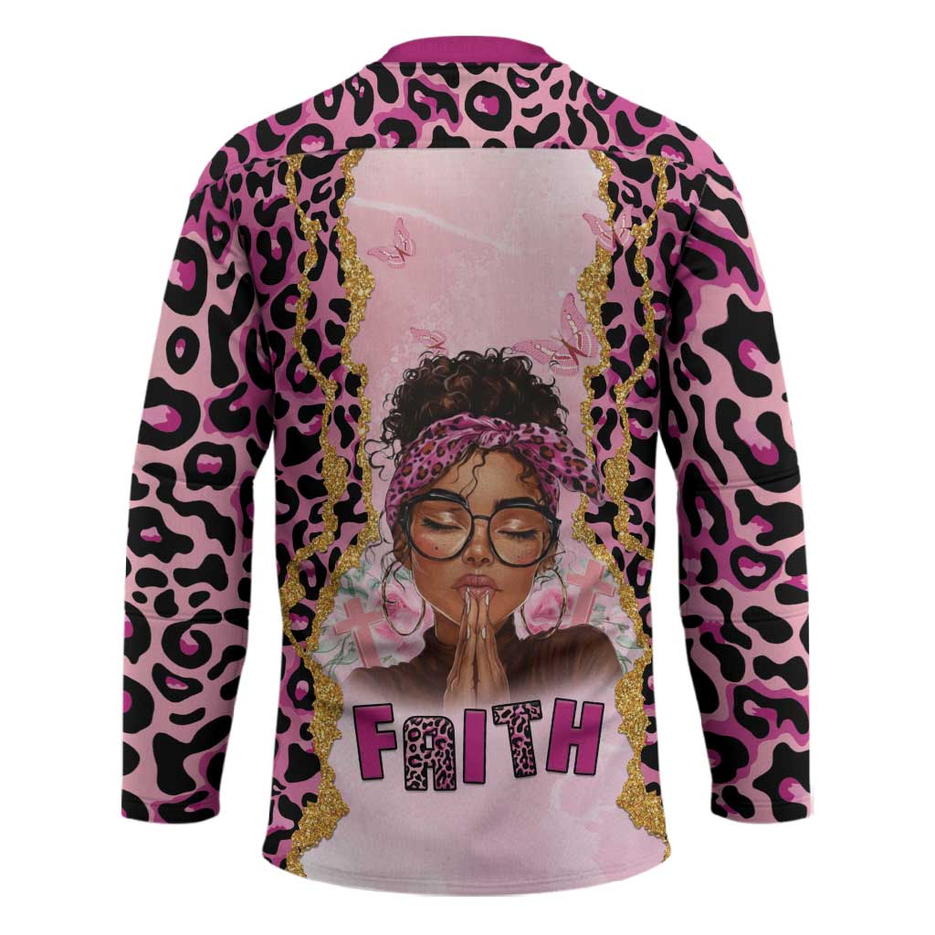 Black Her Story Hockey Jersey Faith Pink Leopard - African Pride