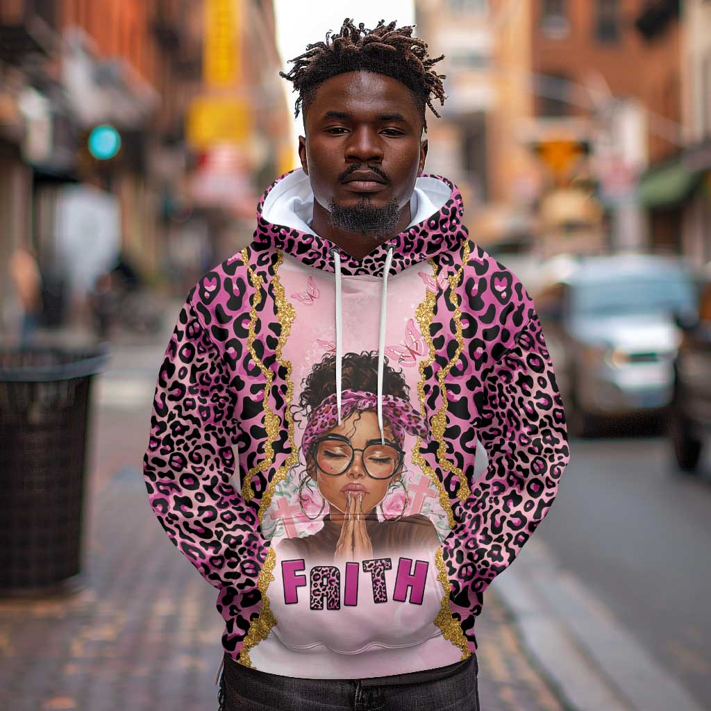Black Her Story Hoodie Faith Pink Leopard - African Pride