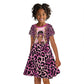 Black Her Story Kid Short Sleeve Dress Faith Pink Leopard - African Pride