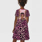 Black Her Story Kid Short Sleeve Dress Faith Pink Leopard - African Pride