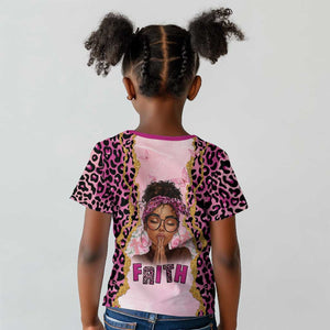 Black Her Story Kid T shirt Faith Pink Leopard - African Pride