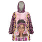 Black Her Story Kid Wearable Blanket Hoodie Faith Pink Leopard - African Pride