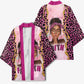 Black Her Story Kimono Faith Pink Leopard - African Pride
