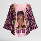 Black Her Story Kimono Sleeve Blouse Faith Pink Leopard - African Pride