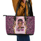 Black Her Story Leather Tote Bag Faith Pink Leopard - African Pride