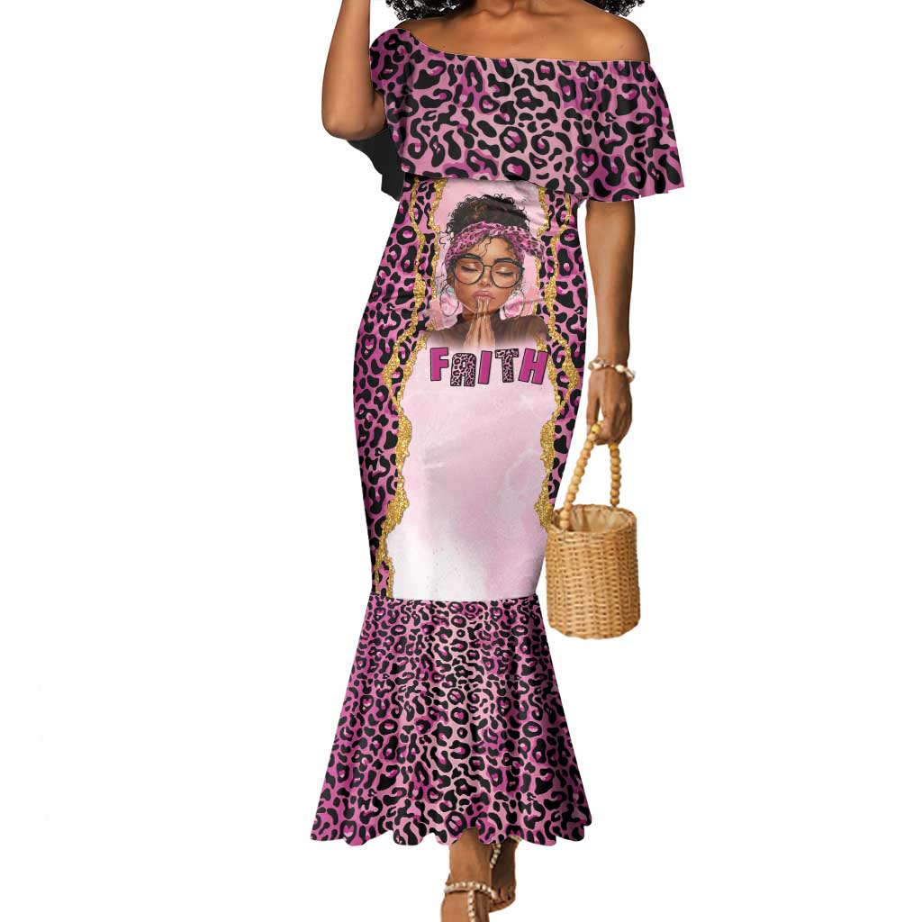 Black Her Story Mermaid Dress Faith Pink Leopard - African Pride