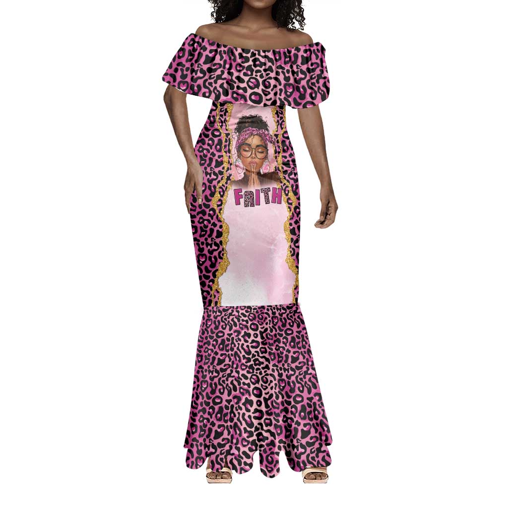 Black Her Story Mermaid Dress Faith Pink Leopard - African Pride