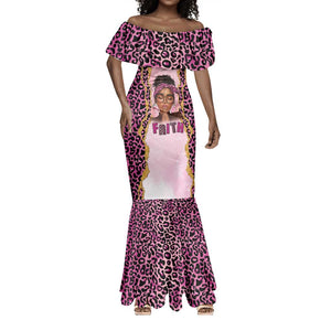 Black Her Story Mermaid Dress Faith Pink Leopard - African Pride
