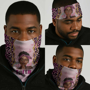 Black Her Story Neck Gaiter Faith Pink Leopard - African Pride
