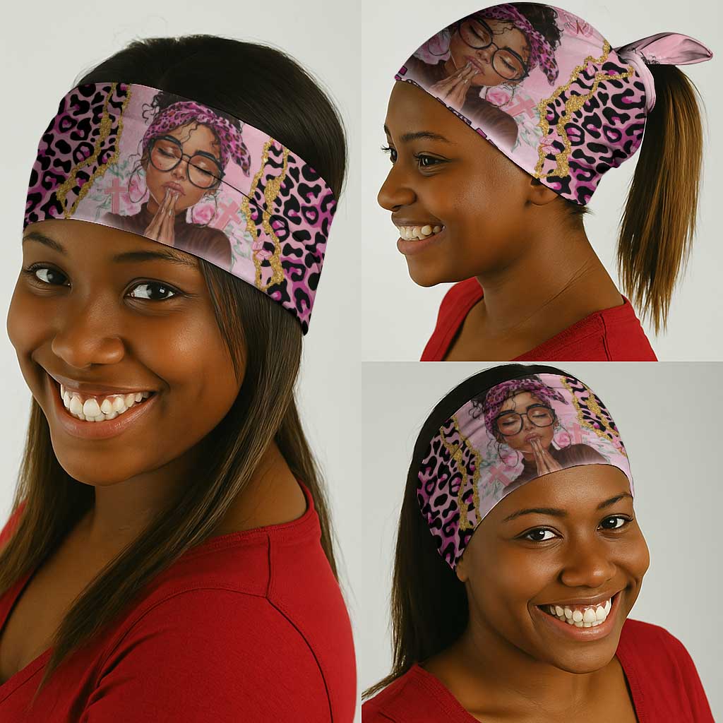 Black Her Story Neck Gaiter Faith Pink Leopard - African Pride