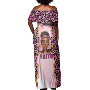 Black Her Story Off Shoulder Maxi Dress Faith Pink Leopard - African Pride