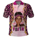 Black Her Story Polo Shirt Faith Pink Leopard - African Pride