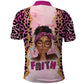 Black Her Story Polo Shirt Faith Pink Leopard - African Pride