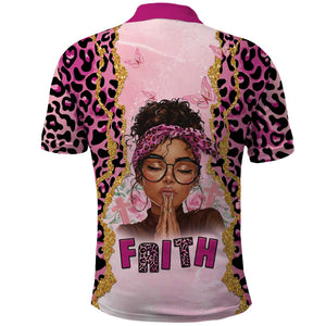 Black Her Story Polo Shirt Faith Pink Leopard - African Pride