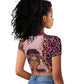 Black Her Story Raglan Cropped T shirt Faith Pink Leopard - African Pride