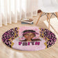 Black Her Story Round Carpet Faith Pink Leopard - African Pride
