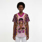 Black Her Story Scrub Top Faith Pink Leopard - African Pride