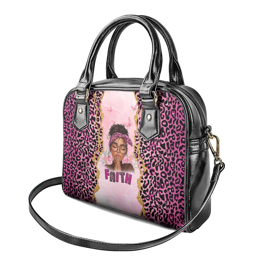 Black Her Story Shoulder Handbag Faith Pink Leopard - African Pride