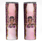 Black Her Story Skinny Tumbler Faith Pink Leopard - African Pride