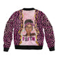 Black Her Story Sleeve Zip Bomber Jacket Faith Pink Leopard - African Pride