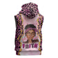 Black Her Story Sleeveless Hoodie Faith Pink Leopard - African Pride