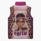Black Her Story Sleeveless Puffer Jacket Faith Pink Leopard - African Pride