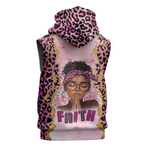 Black Her Story Sleeveless Zip Hoodie Faith Pink Leopard - African Pride