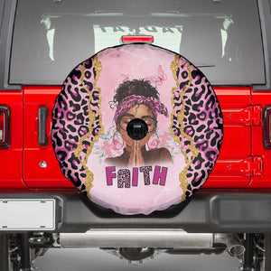 Black Her Story Spare Tire Cover Faith Pink Leopard - African Pride
